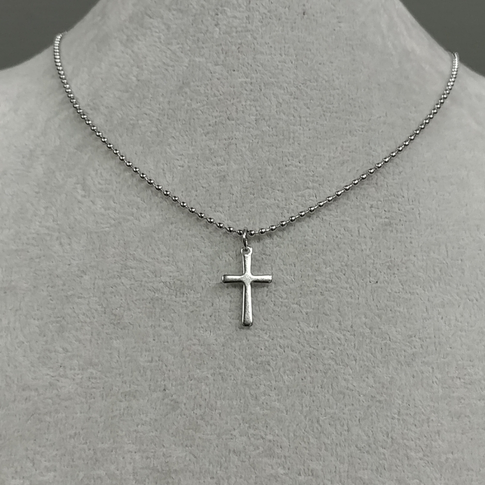 Cross Necklace 23.5" Ball Chain Non-tarnish Stainless-Steel Cross Necklace